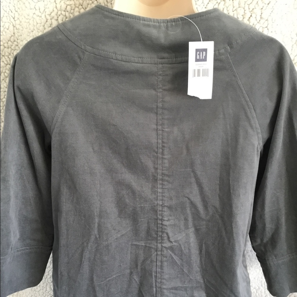 SALE 🔥 Gap Gray Velvet Crop Jacket Blazer 3/4 Sleeve NWT - Picture 3 of 9